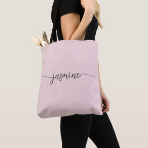 Girly Simple Blush Pink Personalized Monogram Name Tote Bag