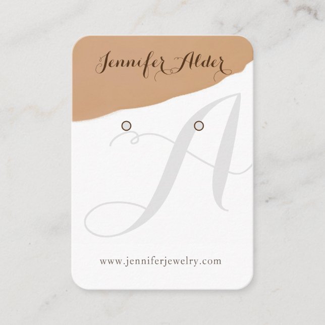 Girly simple handmade jewelry earring display  business card (Front)