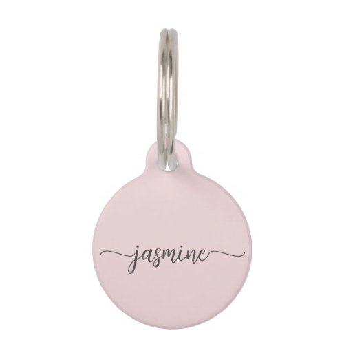 Girly Simple Minimalist Monogram Name Script Pet ID Tag