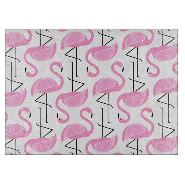 Girly Simple Modern Pink Flamingo Pattern Cutting Board (Front)