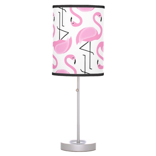 Girly Simple Modern Pink Flamingo Pattern Table Lamp (Front)