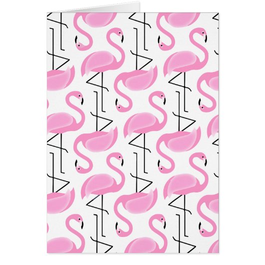 Girly Simple Modern Tropical Pink Flamingo Pattern Cards (Front)