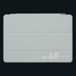 Girly Simple Sage Green Monogram Name Script iPad Pro Cover<br><div class="desc">Girly Sage Green Minimalist Simple Monogram Name Signature Script Custom Personalized iPad Cover. These design featuring your first name in a pretty hand lettered style swash tail font typography (or calligraphy) on sage green or dusty green color background. So easy to customize. Great stylish feminine gift for birthday, mother’s day,...</div>