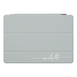 Girly Simple Sage Green Monogram Name Script iPad Pro Cover