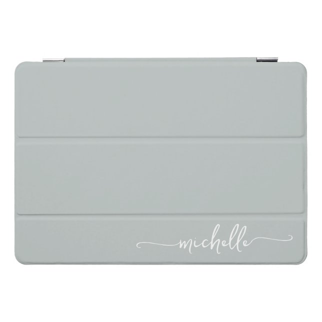 Girly Simple Sage Green Monogram Name Script iPad Pro Cover (Horizontal)