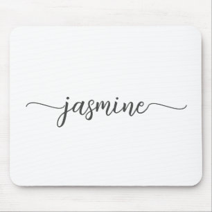 Girly Simple White Personalized Monogram Name Mouse Pad