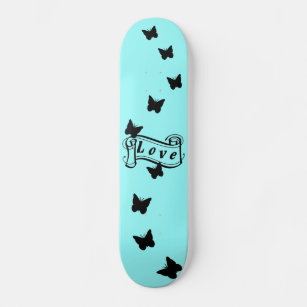 Girly skateboard in ice blue with Butterfly