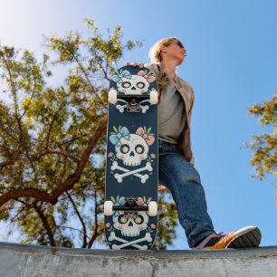 Girly Skull and Crossbones Skateboard