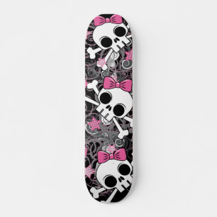 Girly Skull and Crossbones Skateboard Deck