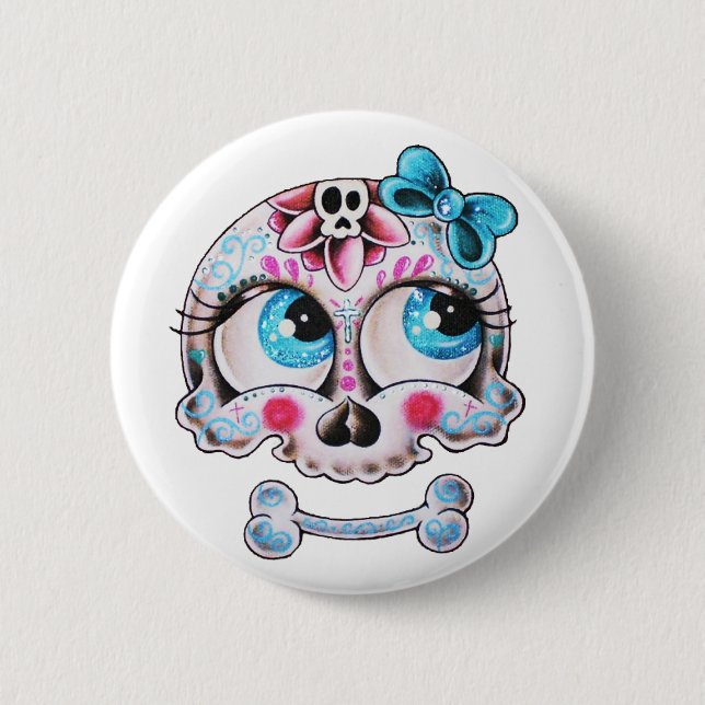 Girly skull button (Front)