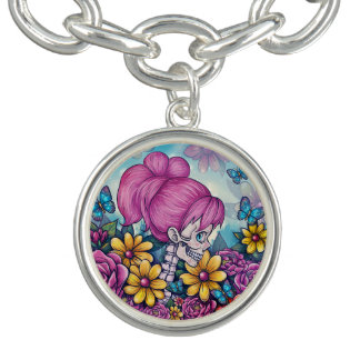 Girly Skull Charm Bracelet