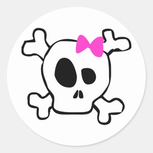 Girly skull classic round sticker
