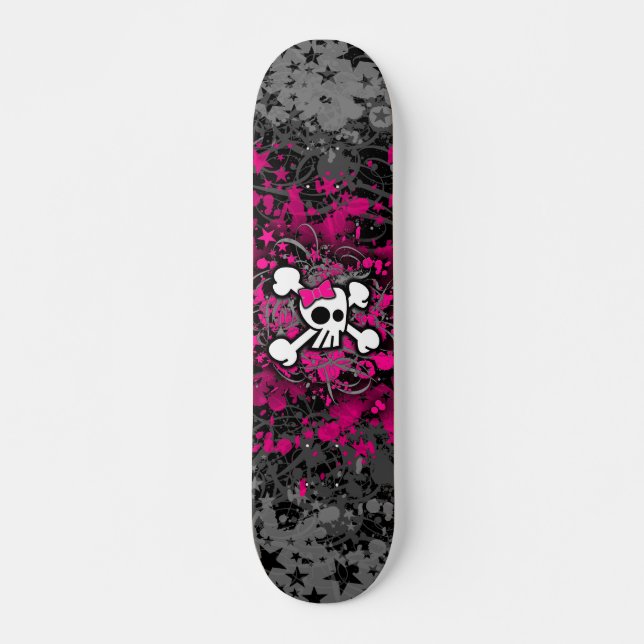 Girly Skull & Crossbones Skateboard (Front)
