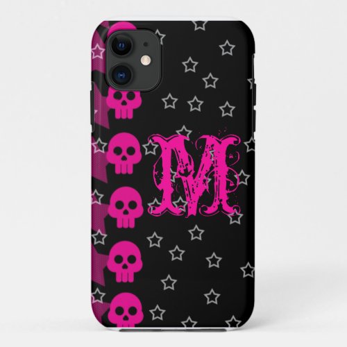 Girly Skull EMO Punk Rocker Monogram IPHONE 5 Case