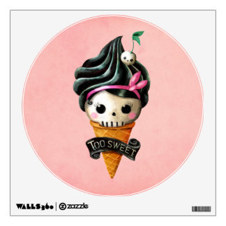 Girly Skull Ice Cream Cone Wall Sticker