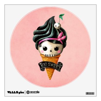Girly Skull Ice Cream Cone Wall Sticker by partymonster at Zazzle