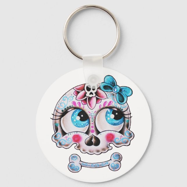 Girly skull keychain (Front)