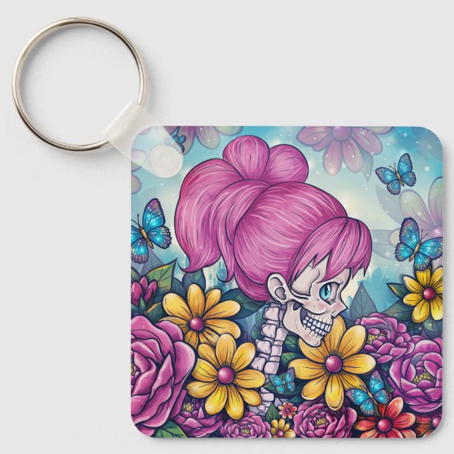 Girly Skull Keychain (Front)