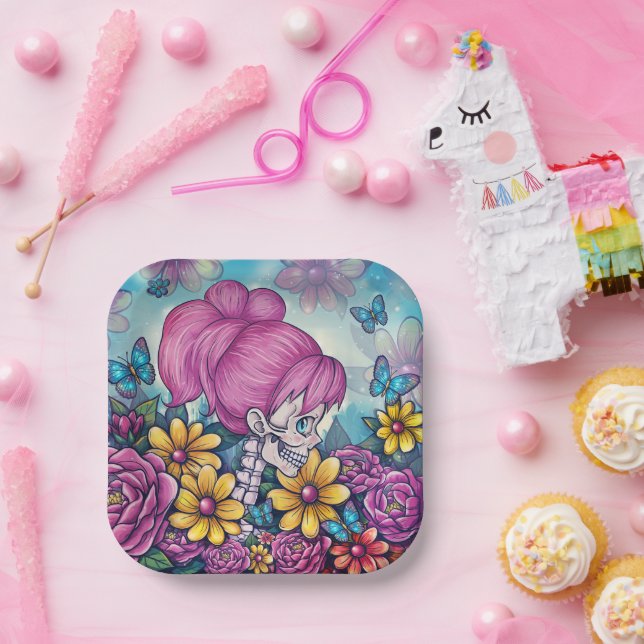 Girly Skull Paper Plate (Party)