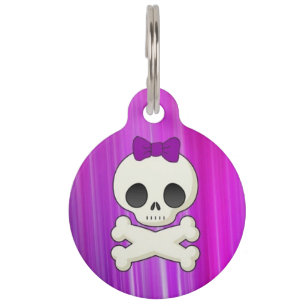 Girly Skull Pet ID Tag