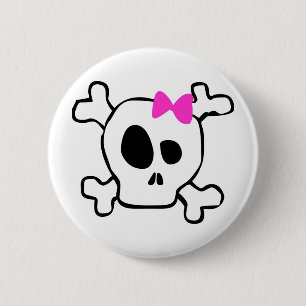 Girly skull pinback button
