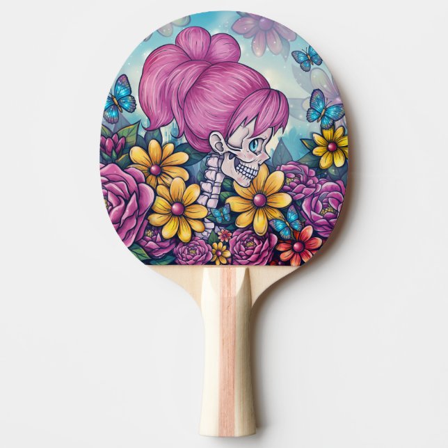 Girly Skull Ping Pong Paddle (Front)
