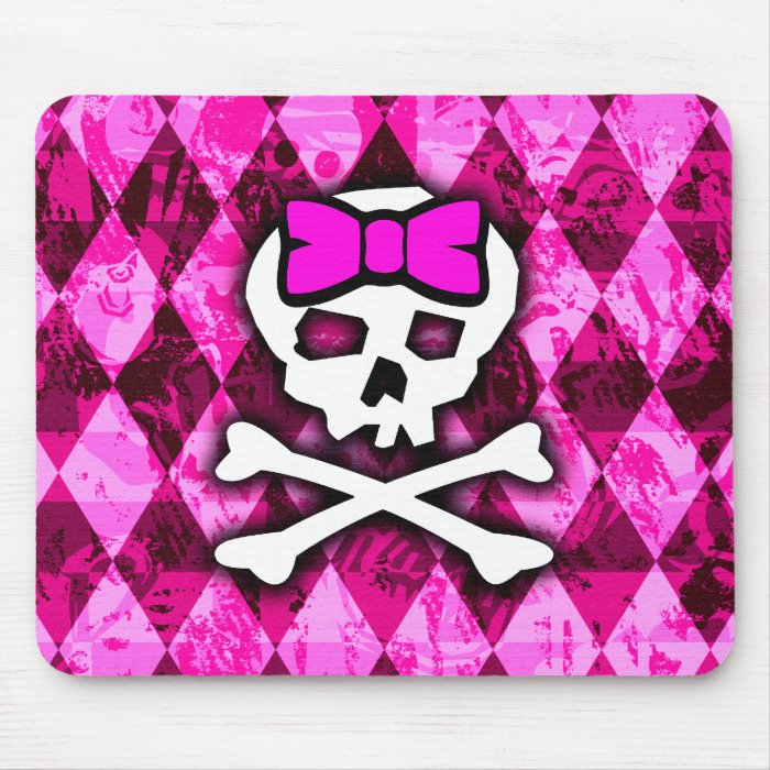 Girly Skull Pink Bow MousePad