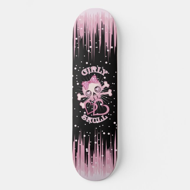 Girly Skull Skate Skateboard Deck (Front)