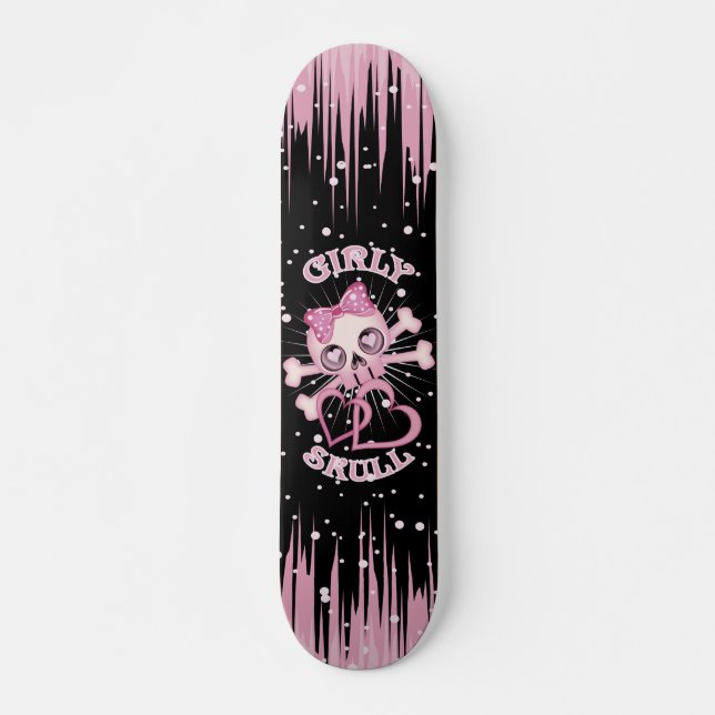 Girly Skull Skate Skateboard Deck (Front)