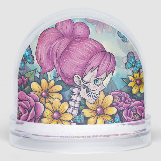 Girly Skull Snow Globe