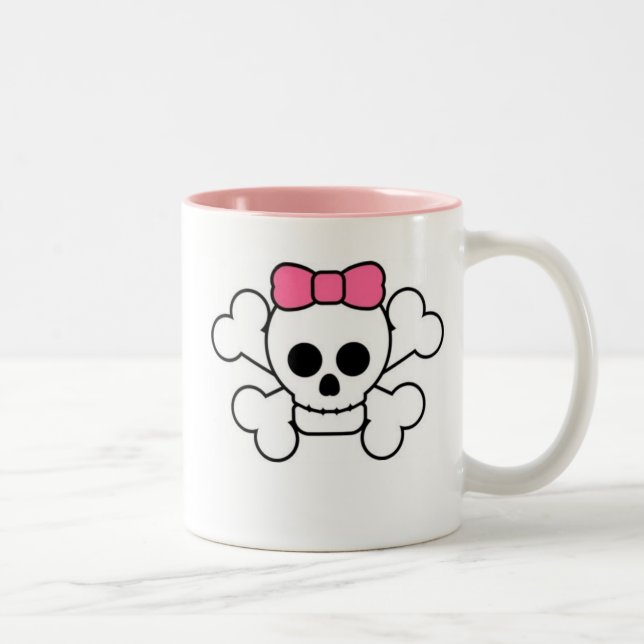 Girly Skull Two-Tone Coffee Mug (Right)