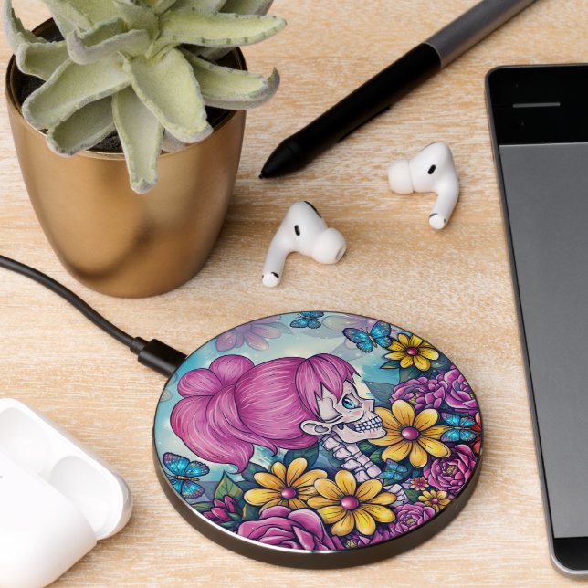 Girly Skull Wireless Charger (Desk 2)