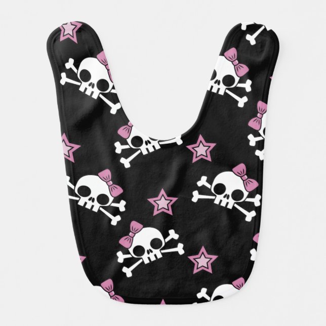 Girly Skulls and Stars Bib (Front)