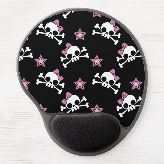 Girly Skulls and Stars Gel Mouse Pad (Front)