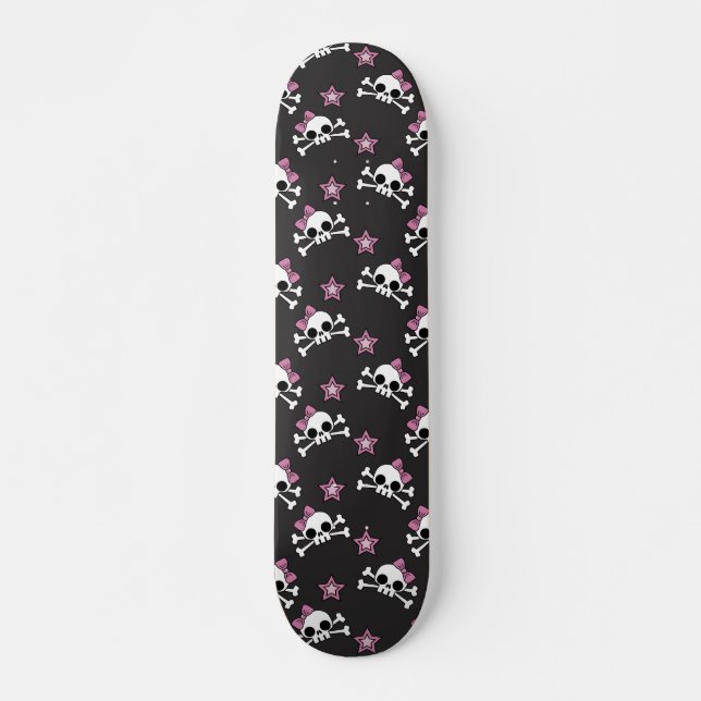 Girly Skulls and Stars Skateboard Deck (Front)
