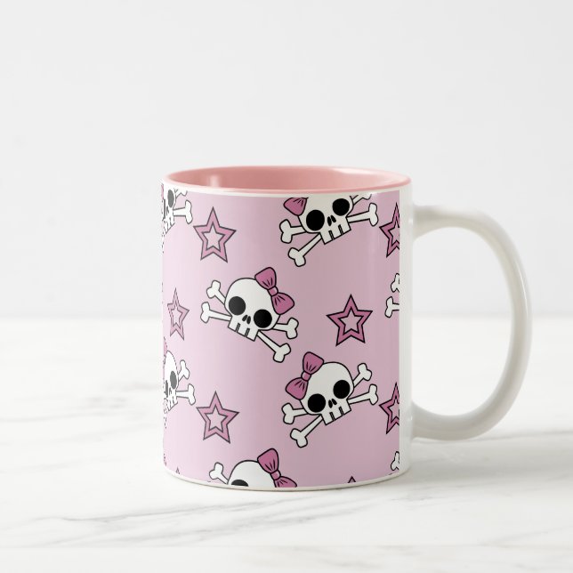 Girly Skulls and Stars Two-Tone Coffee Mug (Right)