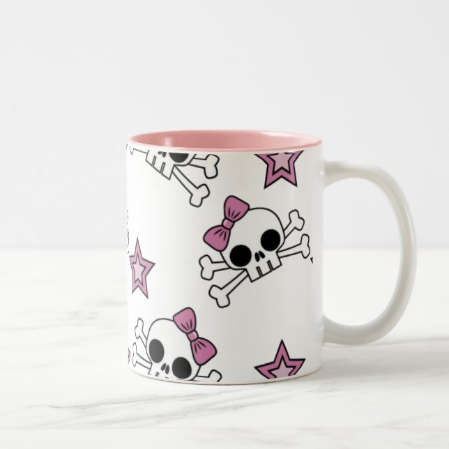 Girly Skulls and Stars Two-Tone Coffee Mug (Right)