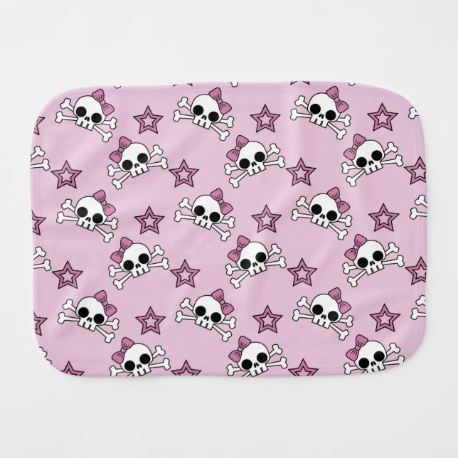Girly Skulls Burp Cloth (Front Horizontal)