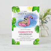 Girly Sloth | Party & Chill Birthday Invitation (Standing Front)