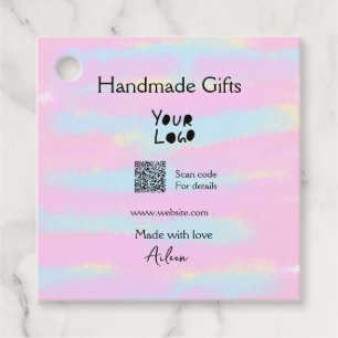 Girly small business handmade gifts made love QR Favor Tags