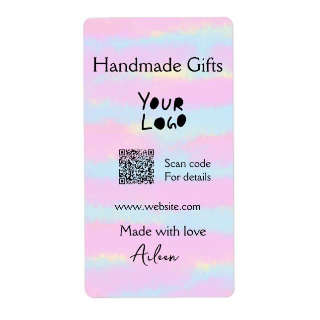 Girly small business handmade gifts made love QR Label (Front)