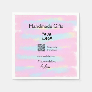 Girly small business handmade gifts made love QR Napkins