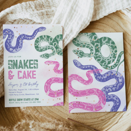 Girly Snake Birthday Invitations | Zazzle