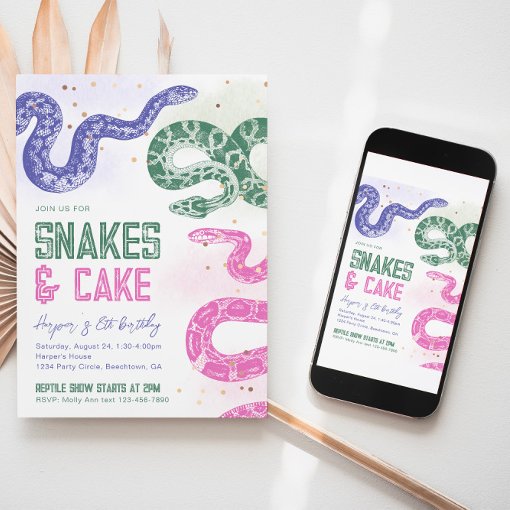Girly Snake Birthday Invitations | Zazzle