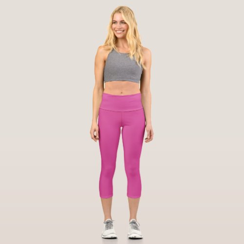 Girly Solid Minimalist Vibrant Mulberry Pink Capri Leggings