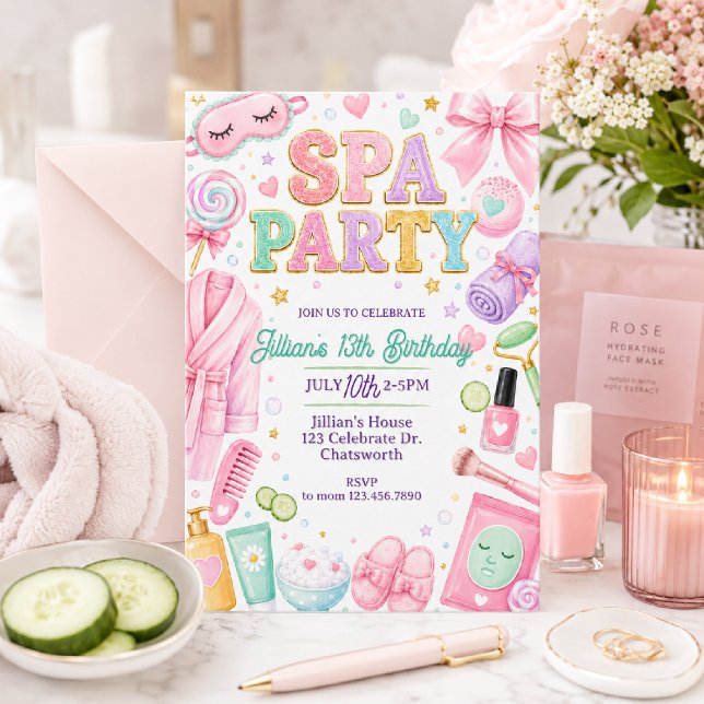 Girly Spa Party Birthday | Sleepover Spa Day Invitation (Creator Uploaded)