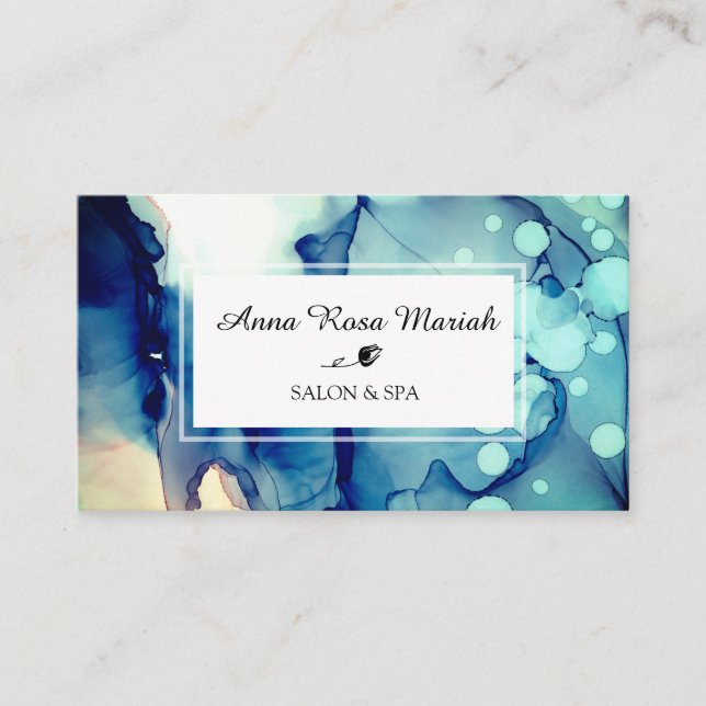 *~* Girly Spa & Salon Abstract Watercolor Artistic Business Card (Front)