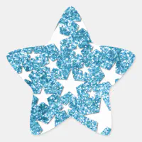 Rainbow glitter star sticker, Zazzle