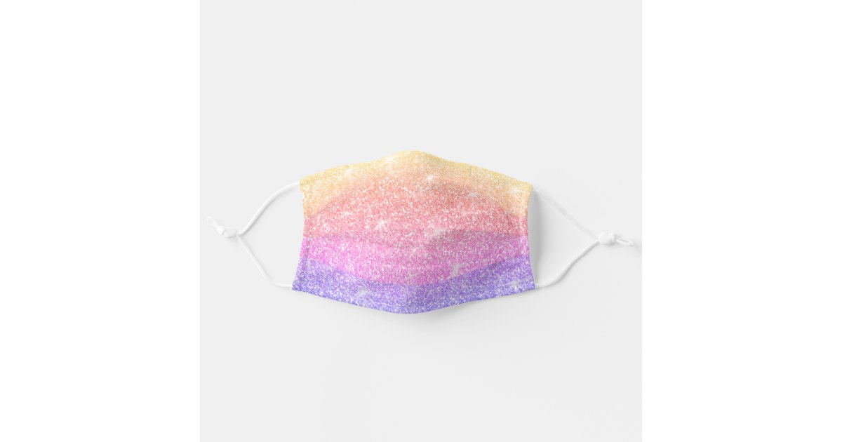 Girly Sparkle Faux Unicorn Rainbow Glitter Cloth Face Mask