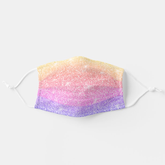 Girly Sparkle Faux Unicorn Rainbow Glitter Cloth Face Mask